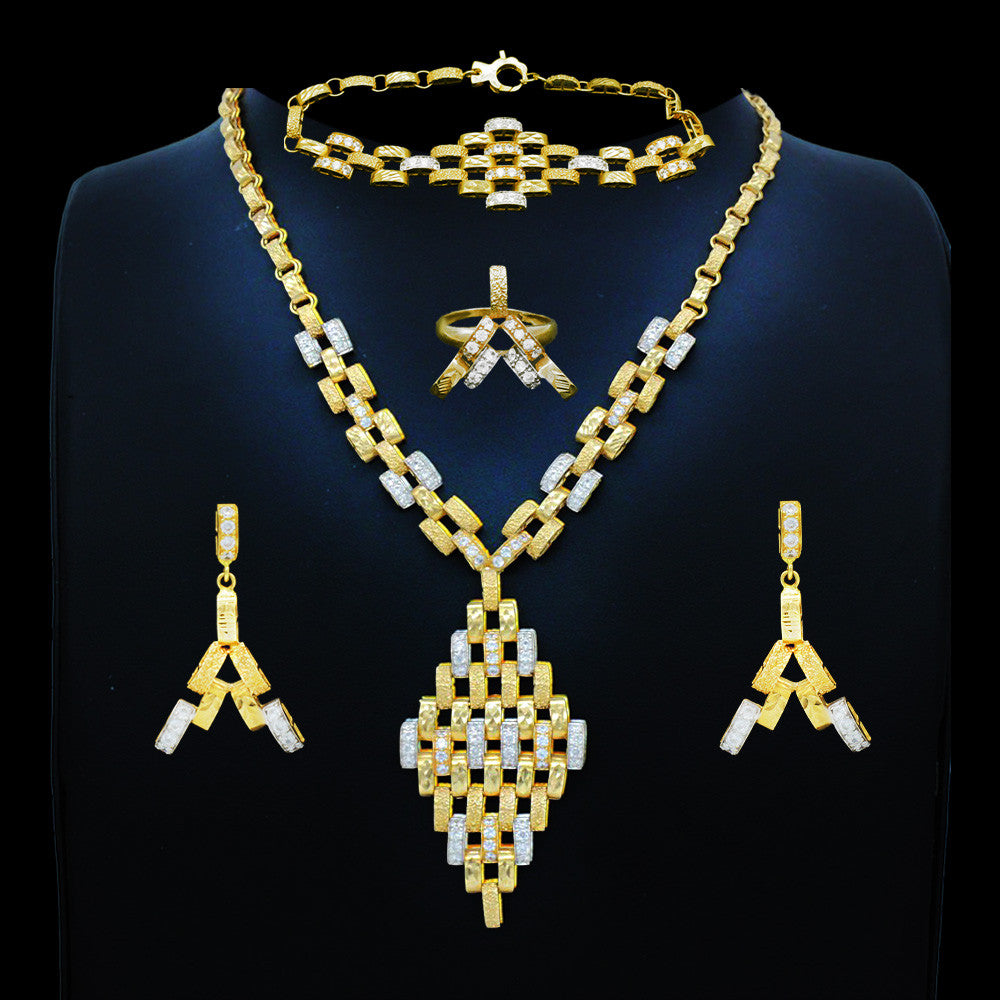 21K Yellow Gold Saudi Hit and Miss Matinee Necklace Set
