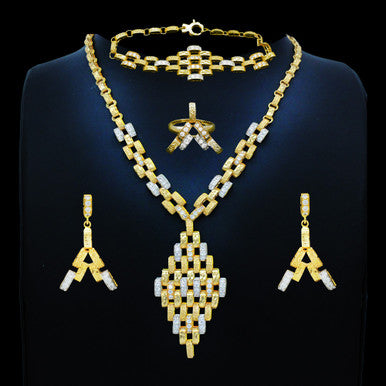 21K Yellow Gold Saudi Hit and Miss Matinee Necklace Set