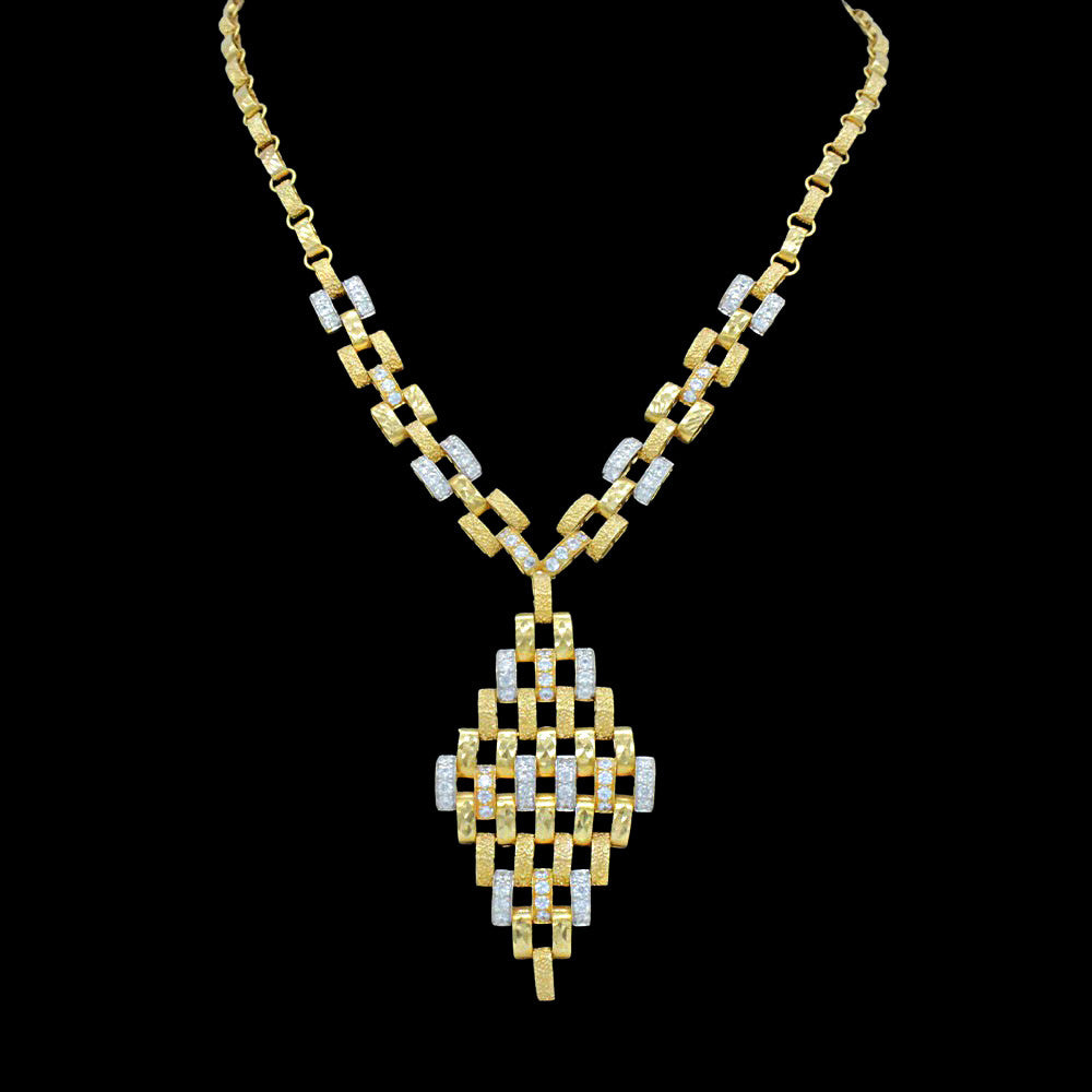 21K Yellow Gold Saudi Hit and Miss Matinee Necklace