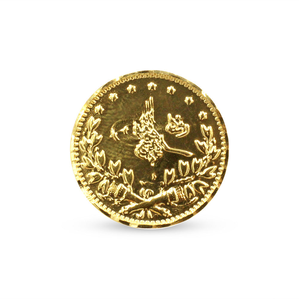 21K yellow gold ring with Turkish coin motif