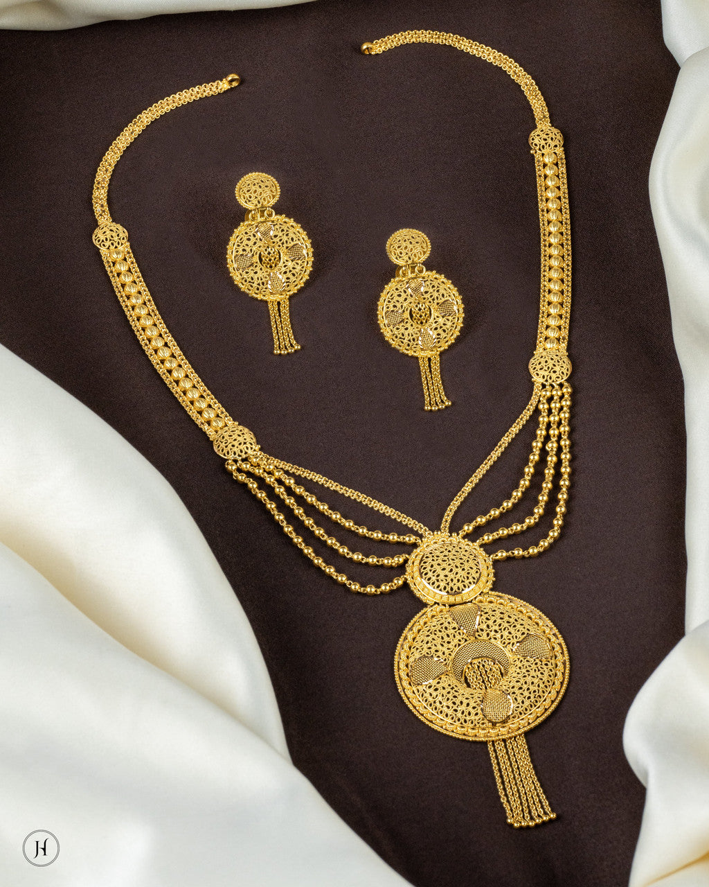 21K Yellow Gold Khaleeji Traditional Opera Necklace Set