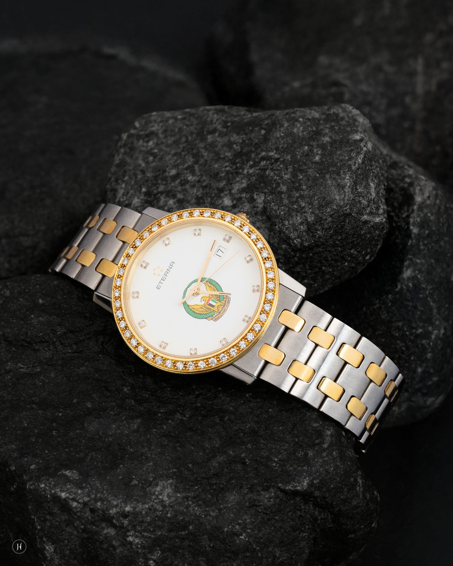 Two-Tone Gold & Silver Crystal Bezel Elegant Watch