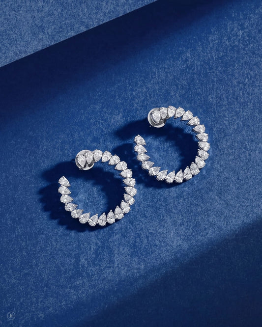 18K White Gold Lab Grown Diamond Pear Hoop Earrings