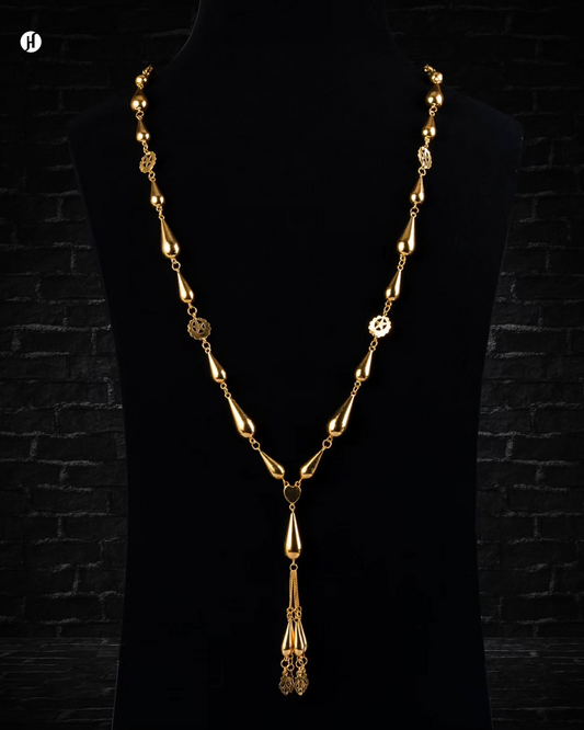 21K Yellow Gold Bahraini Drop Design Long Necklace