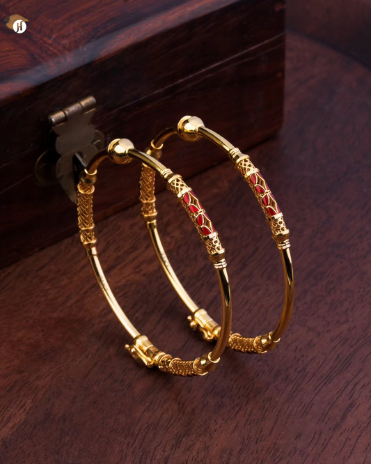 21karat Yellow Gold Bahraini Red Enamel Bangles