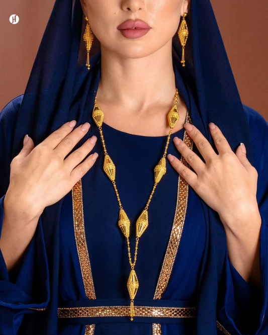 21K Yellow Gold Bahraini Lantern-shaped Design Necklace Set