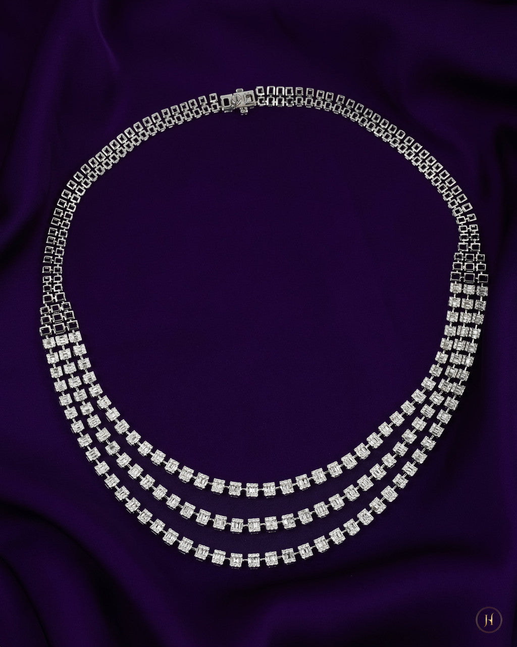 18K White Gold Multi Layer Diamond Necklace