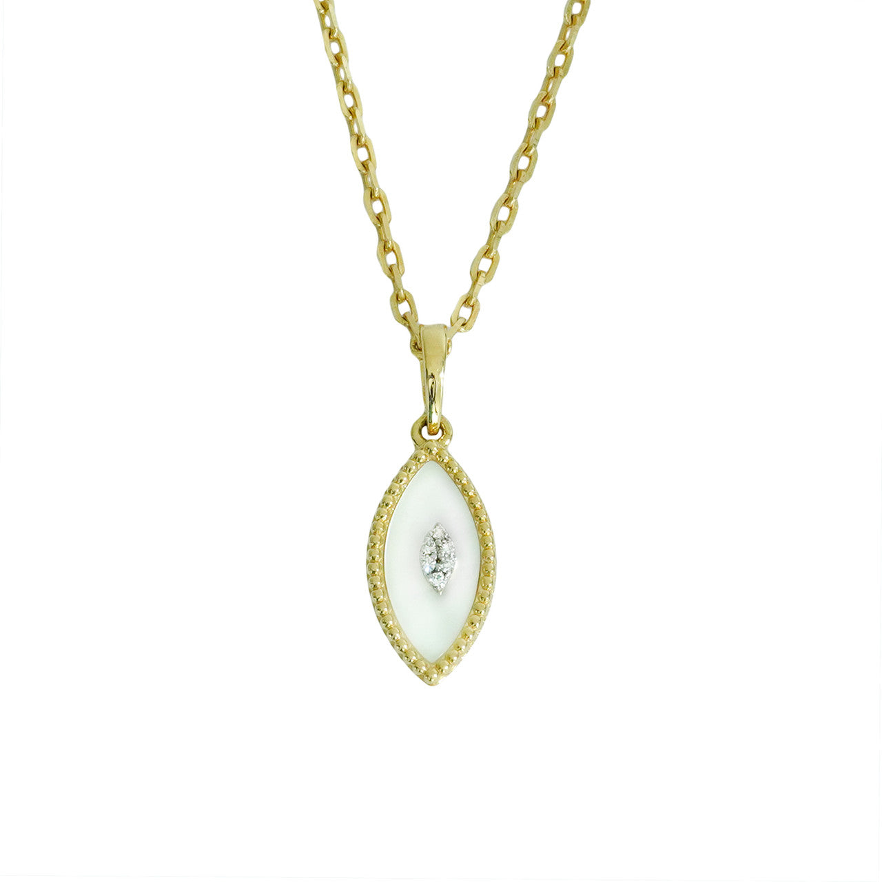 18K Yellow Gold Marquise Diamond Pendant