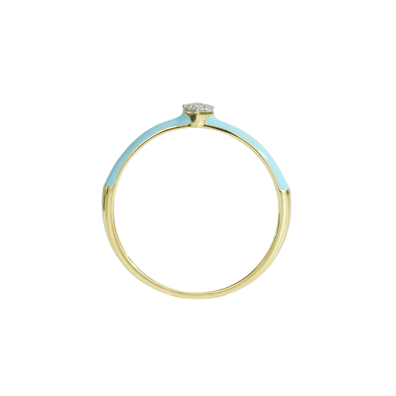 18K Yellow Gold Pale Blue Enamel Diamond  Ring