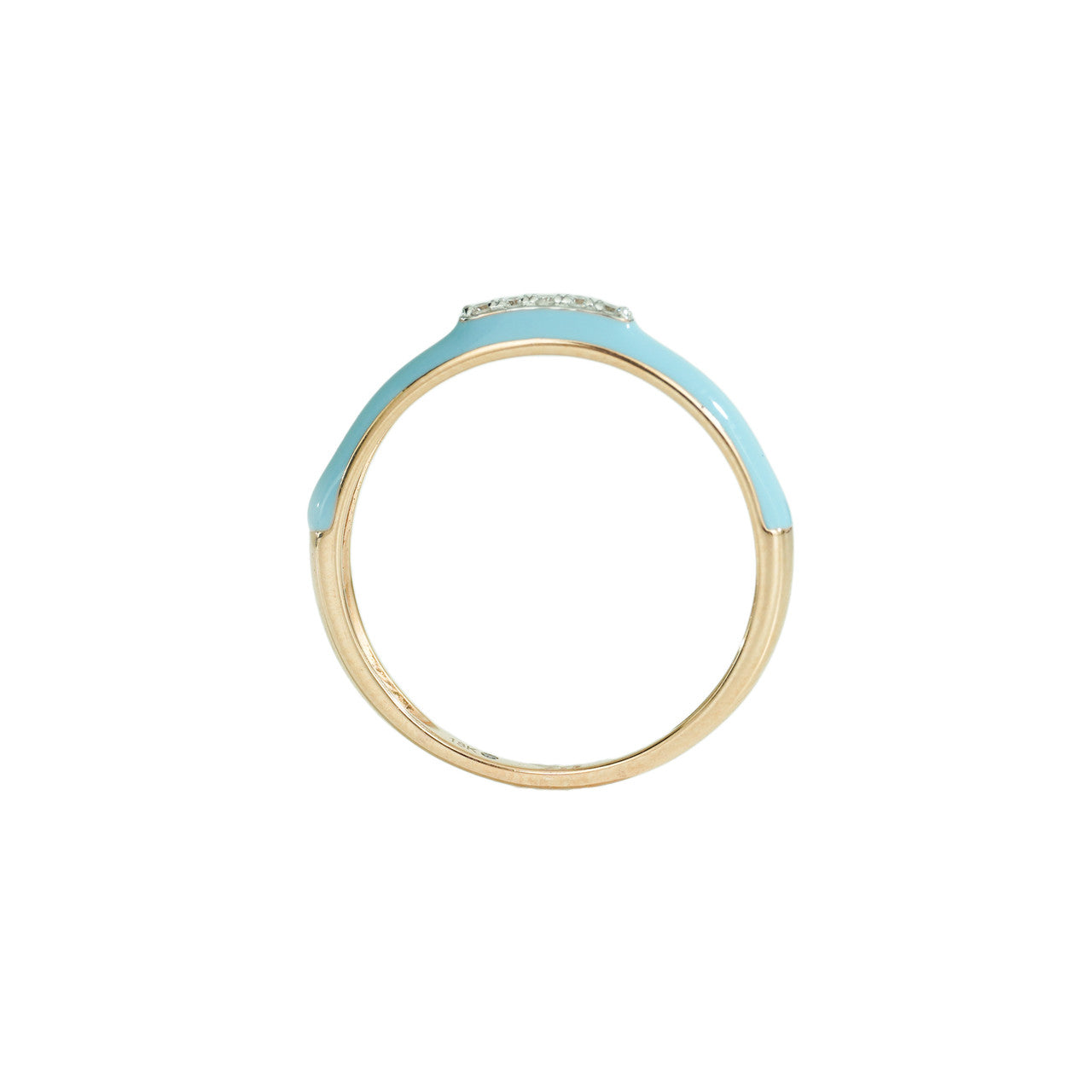 18K Rose Gold Light Sky Enamel Diamond  Ring