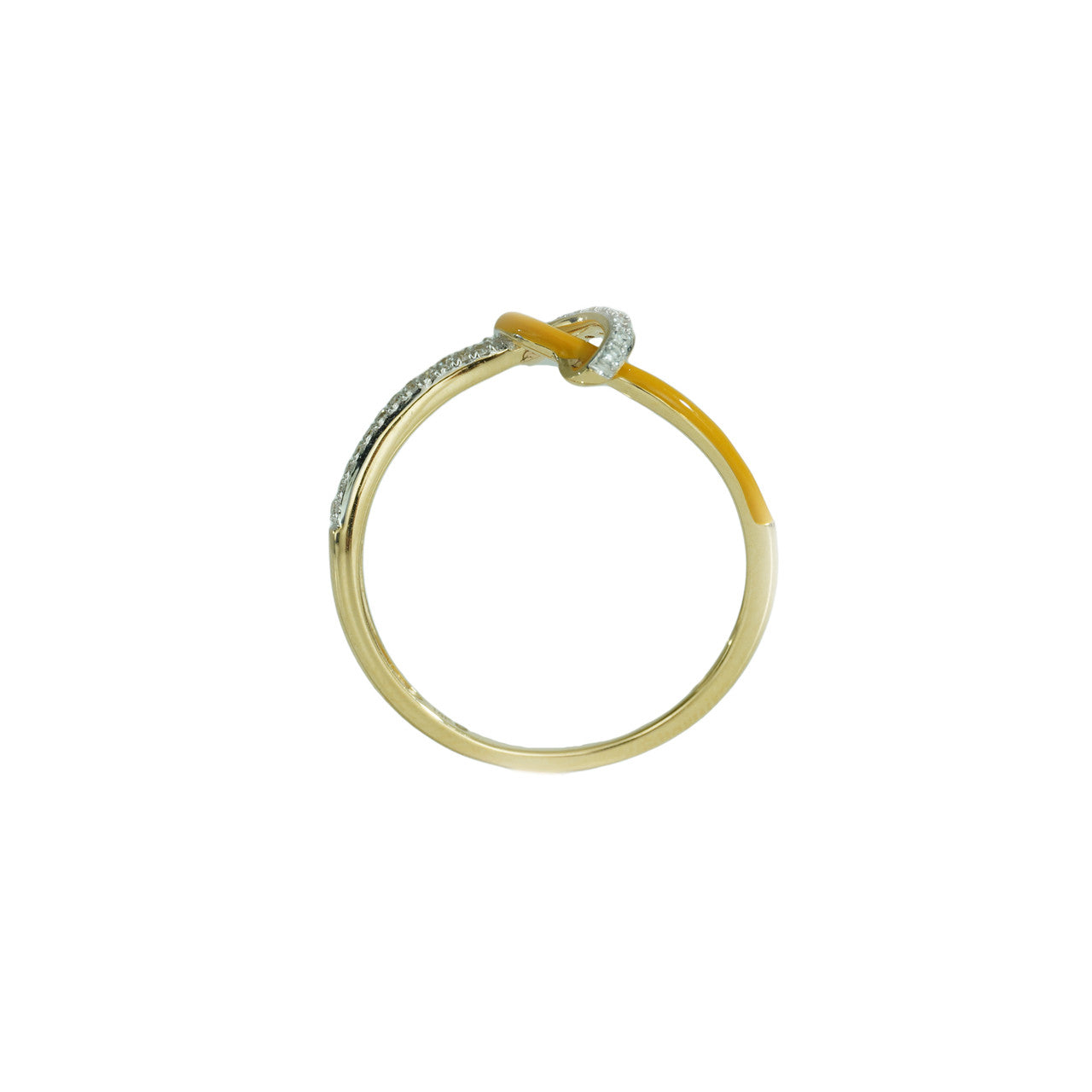 18K Yellow Gold Elegant Yellow Enamel Diamond Ring