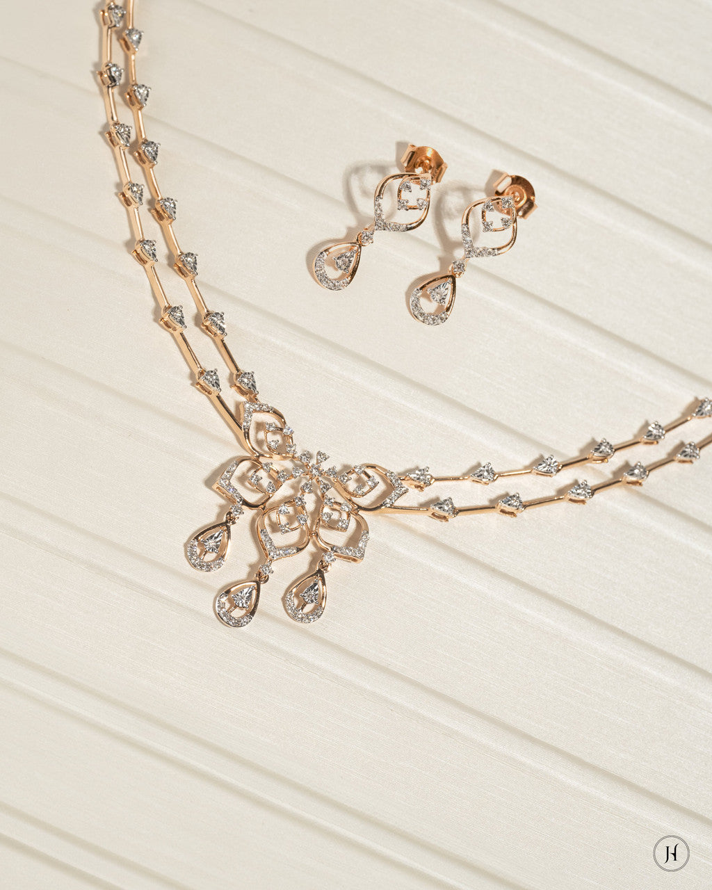 18K Rose Gold Diamond Necklace Set