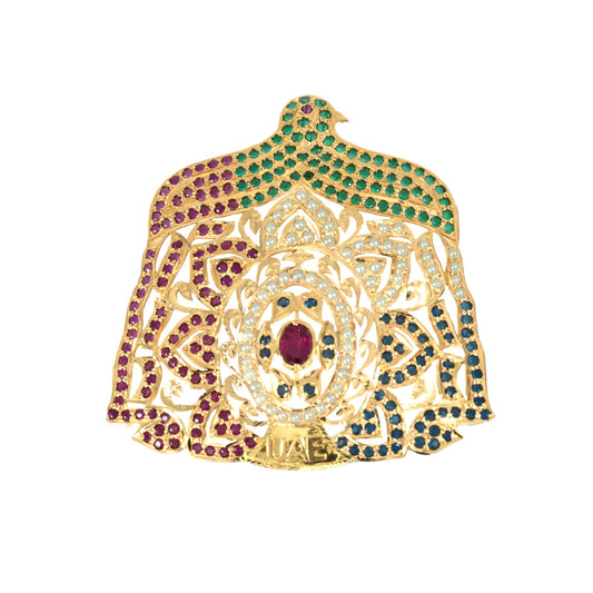 21K Yellow Gold UAE Falcon Ruby Pendant